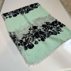 Pretty aqua and navy floral scarf wrap